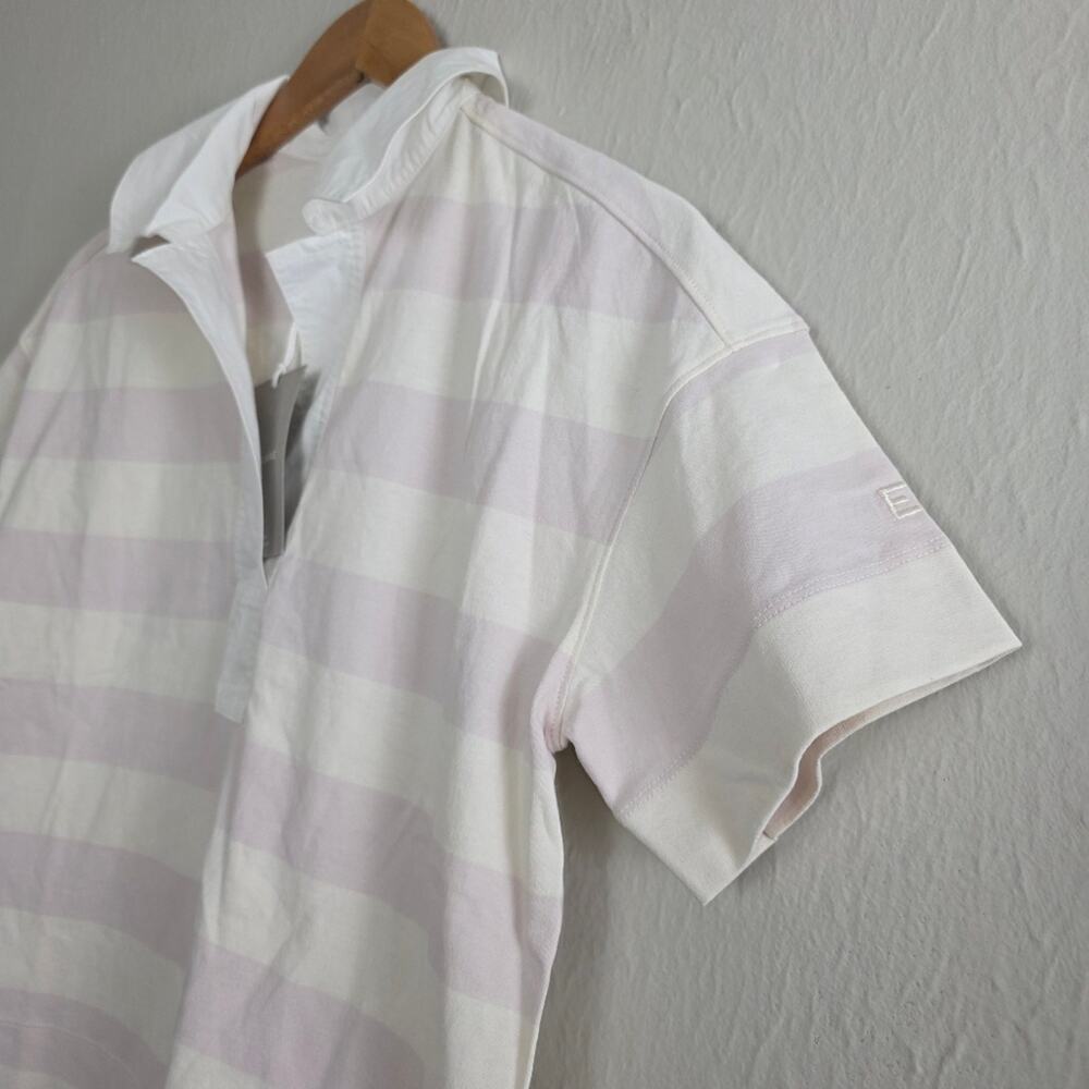 Everlane Orchid Stripe Polo Shirt Size XS Purple White Short Sleeve Cotton NEW - Picture 5 of 11